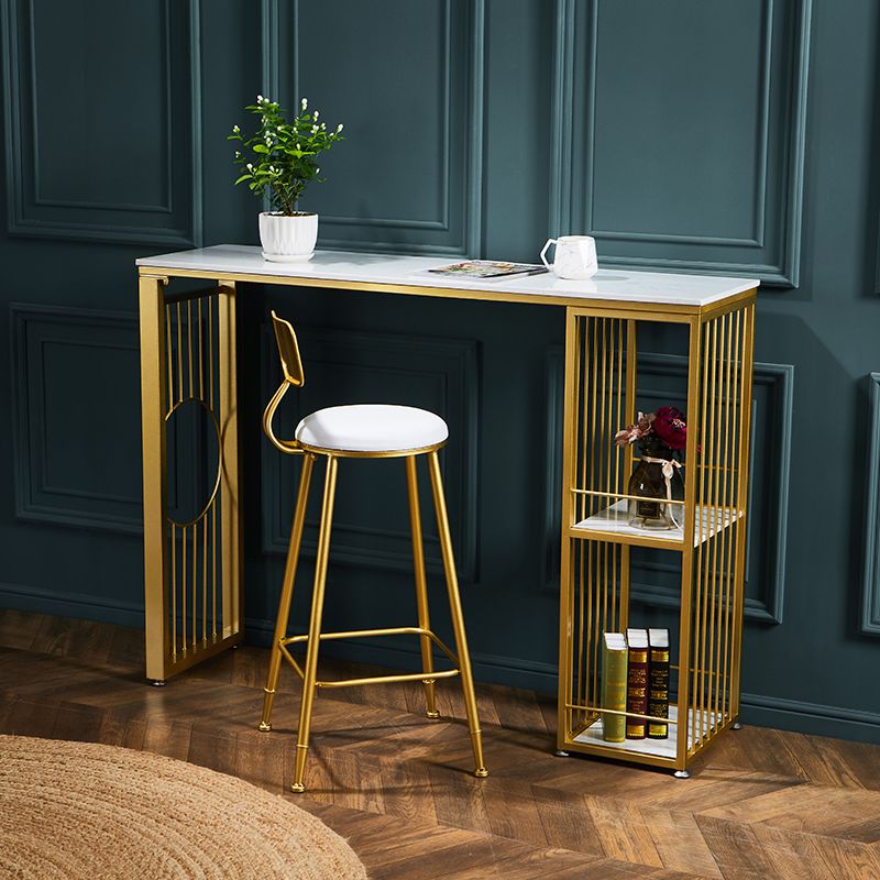 Glam Bar Table Set 1/2/3 Pieces Rectangle Stone Counter Table with High Stools for Kitchen