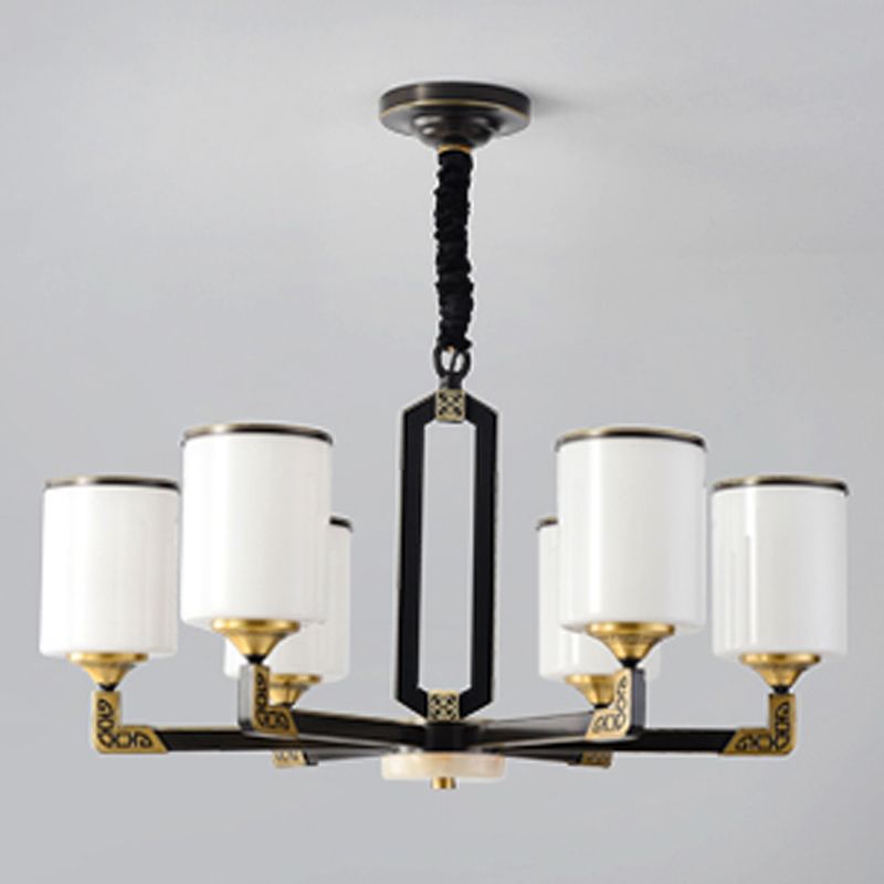 Contemporary Concise Hanging Light Glass Cylindrical Chandelier for Interior Spaces