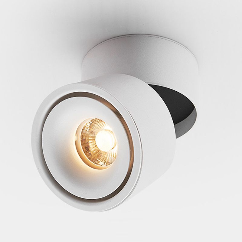 Cylinder Shape Ceiling Lamp Modern Aluminium 1 Light Flush Mount for Clothing Store Mall