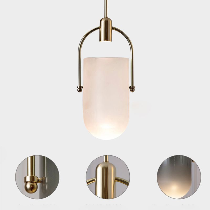 Bucket Shape Hanging Lighting Modern Style Glass 1 Light Pendant Lamp for Restaurant