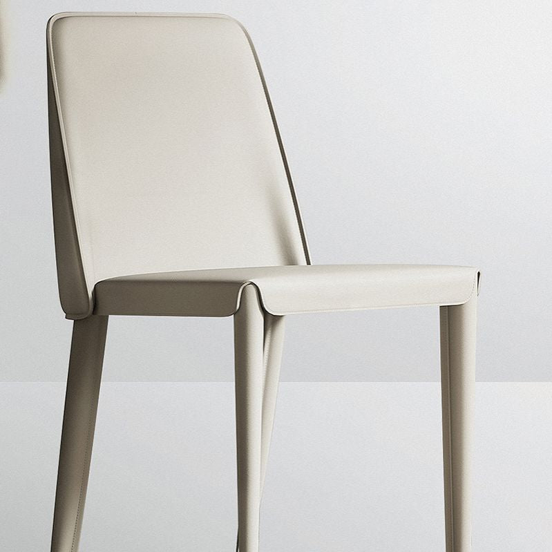 Sillas de comedor de cuero contemporáneas, silla con respaldo sólido sin brazos para cocina