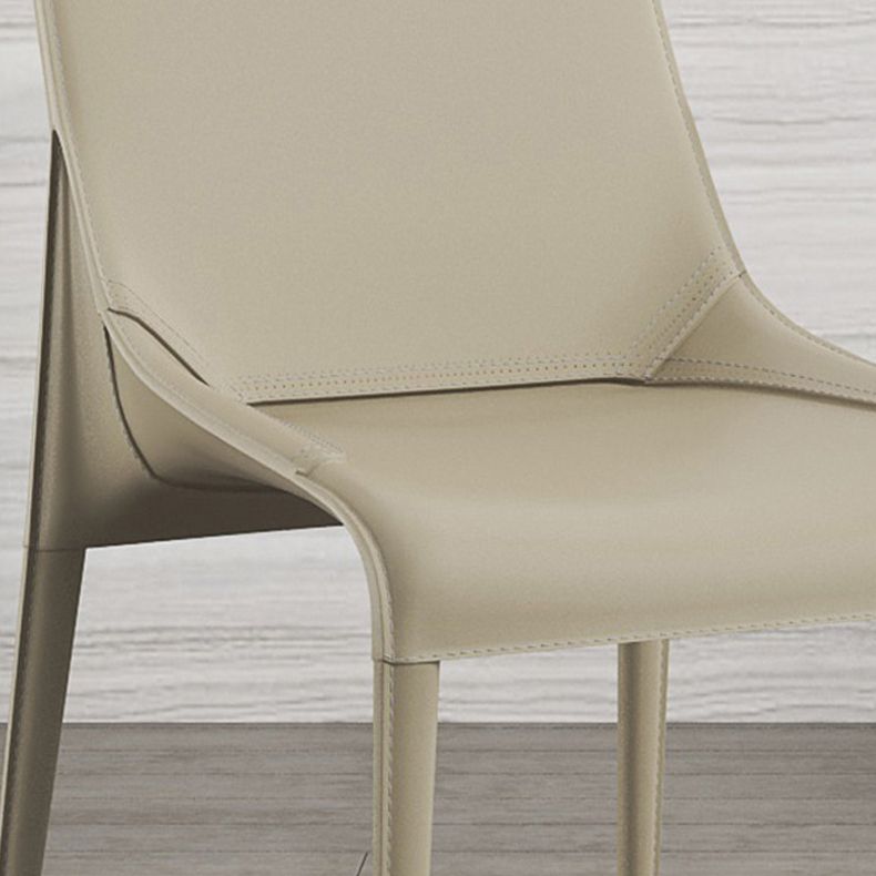 El cuero minimalista del diseño que cena el lado preside la silla sólida sin brazos con parte posterior