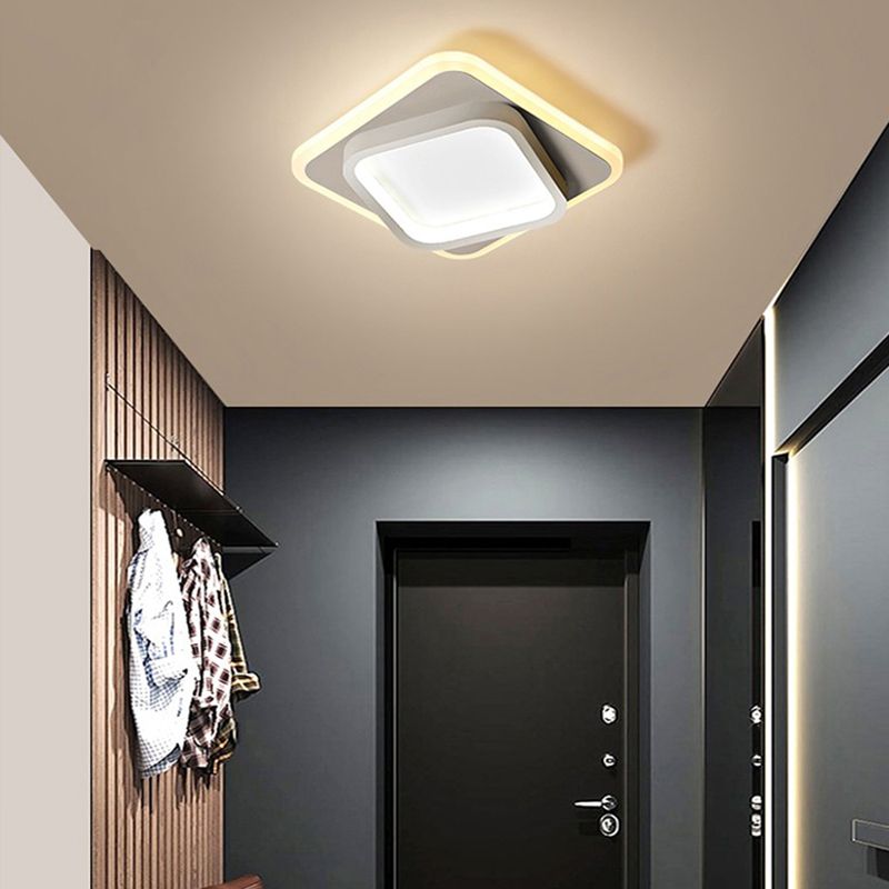 Simple LED Ceiling Light Fixture White Flush Mount Entry Light with Metal