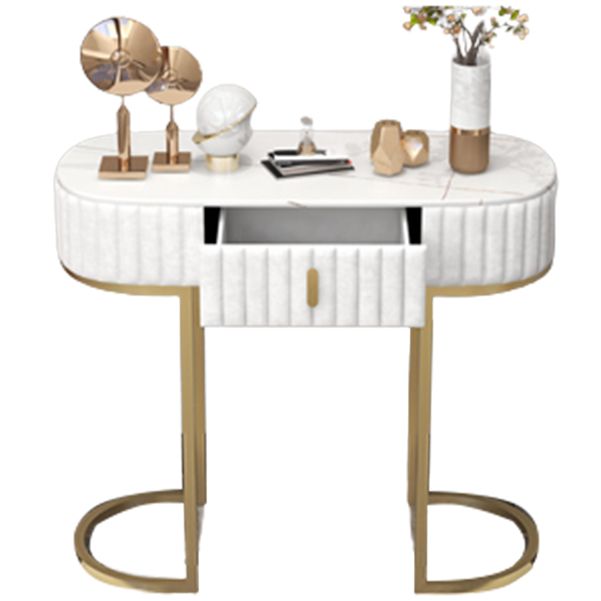 Glam Oval Console Accent Table Antique Finish 13.78" W Sofa Console Table