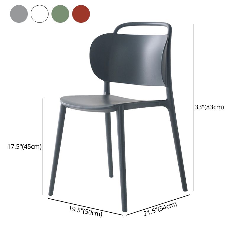Sillas de comedor de plástico contemporáneas, silla sin brazos con respaldo abierto (juego de 2)