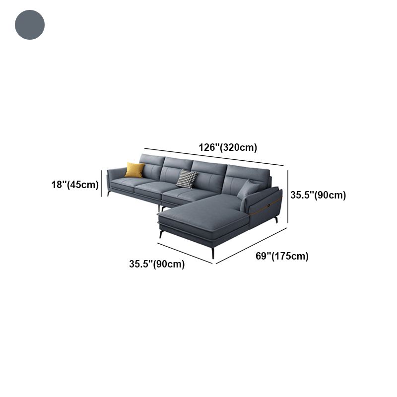 Scandinavian Blue Pillow Back Sectionals/Sofa for Living Room 35.43" High