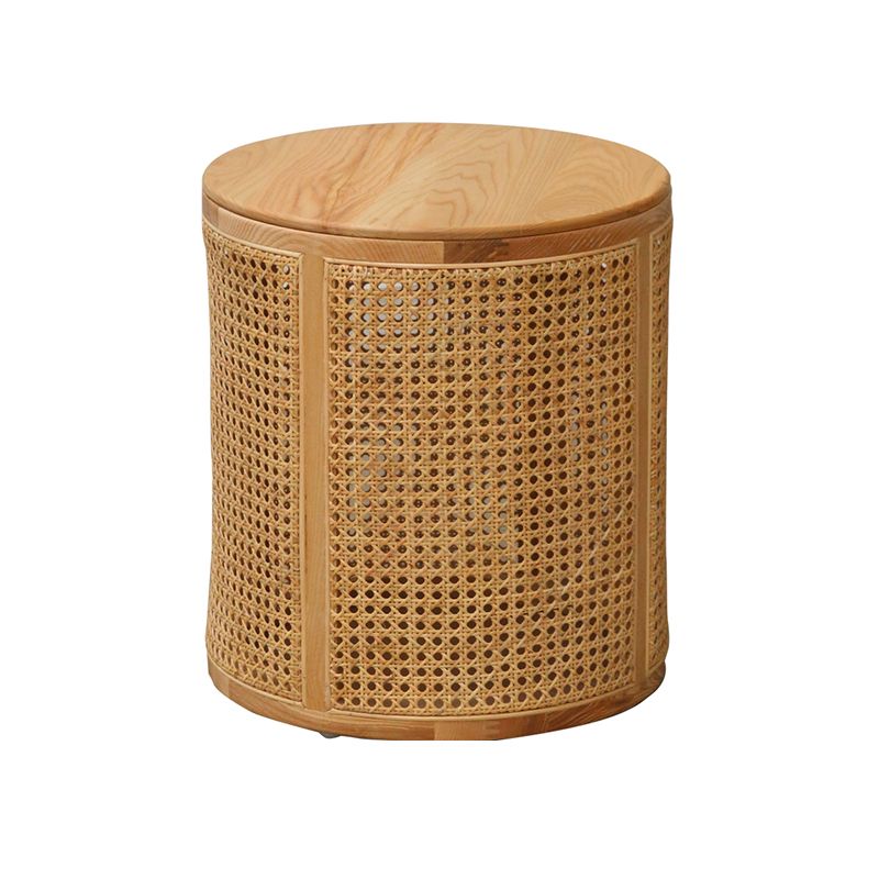 17.71 " Tall Solid Wood Round Top Side Table Drum Base End Table