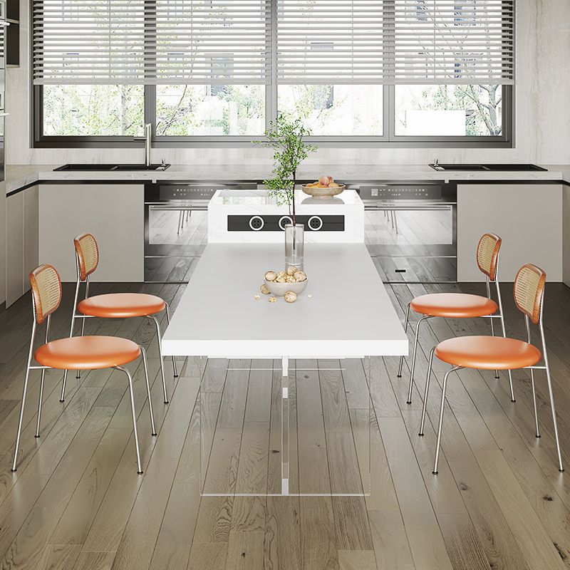 Kitchen Contemporary Dinner Table Stone Rectangle Dining Table