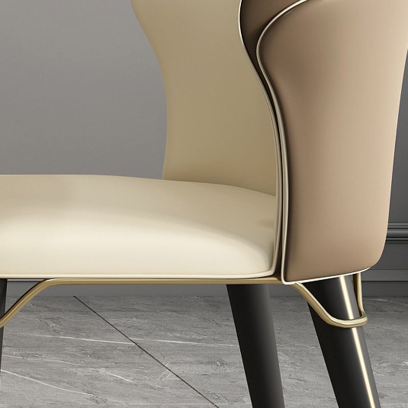 Minimalist Style Leather Dining Side Chairs Wingback Armless Chairs for Home Use