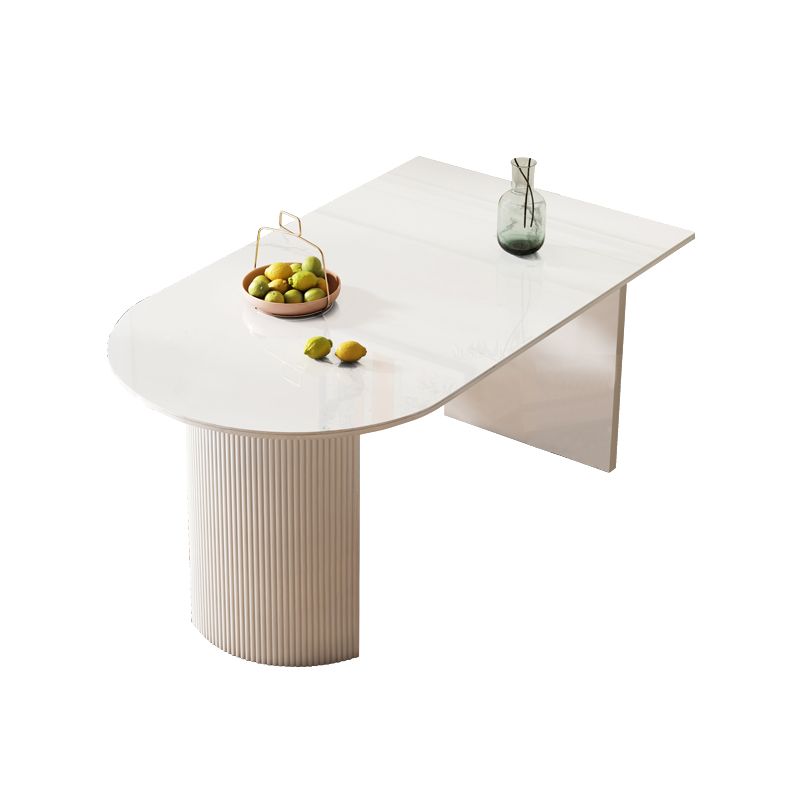 Metal Contemporary Free Form Dining Table White Sintered Stone Table for Dining Room and Kitchen