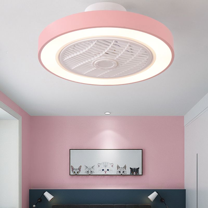 Trommeldecke Lüfter Licht Nordic Metall LED Schlafzimmer Halbflush Licht mit Fernbedienung