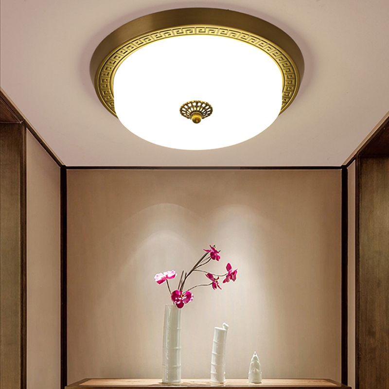 Koepelinbouwlamp Traditionele 1-lichts LED-lamp dichtbij plafond met glazen kap
