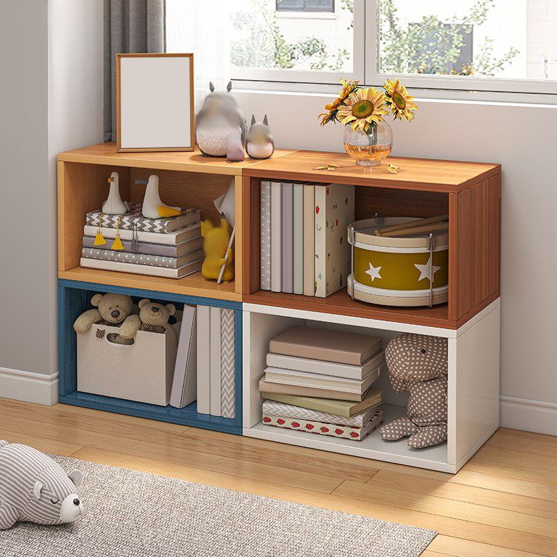Closed Back Wooden Bookshelf Modern Living Room Horizontal Bookcase