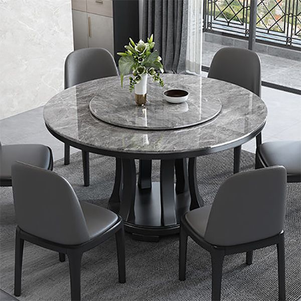 Rubberwood Solid Wood Pedestal Dining Table Convertible Dining Table