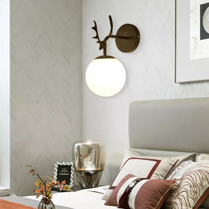 Modern Style Spherical Shape Wall Sconce Glass 1 Light Sconce Lighting for Bedroom