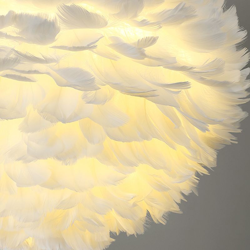 Nordic White Chandelier Feather Geometric Chandelier Pendant for Living Room