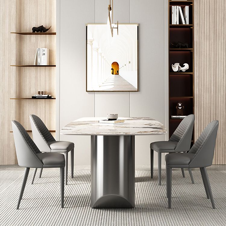 Luxury Sintered Stone Kitchen Home Fixed Double Pedestal Dining Table