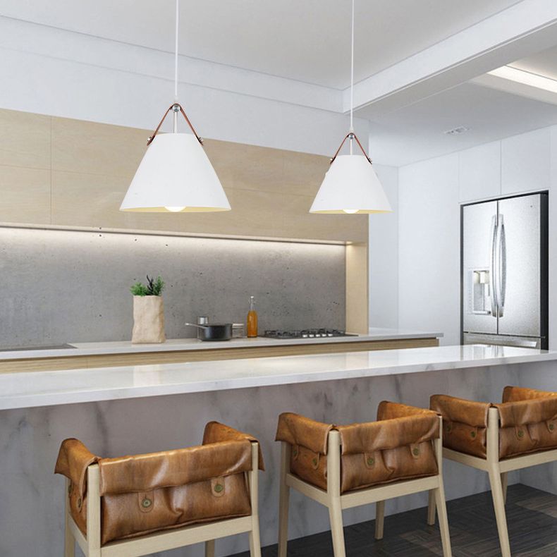 Modern Macaron colgante cónico de metal ligero de metal de 1 luz para la mesa del comedor