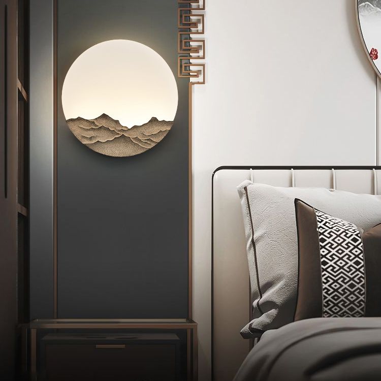 Circle Modern Wall Light Acrylic Grey 1-Light Wall Mount Light for Bedroom