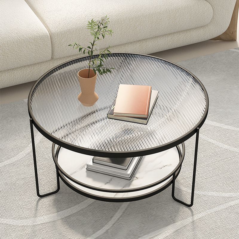 Round Tropical Single Coffee Table No Distressing Glass Coffee Table with 3 Legs