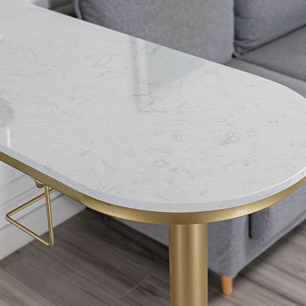 Glam Free Form Bar Table White Marble Table with Storage for Living Room