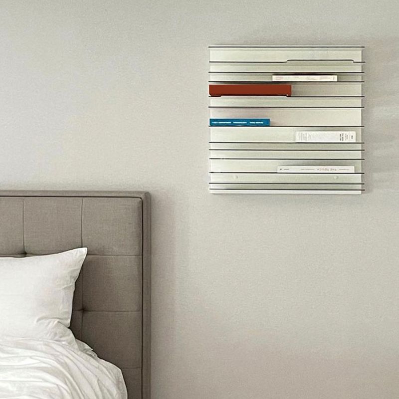 Industrial Metal Bookcase Floating Closed Back Bookshelf with Shelves