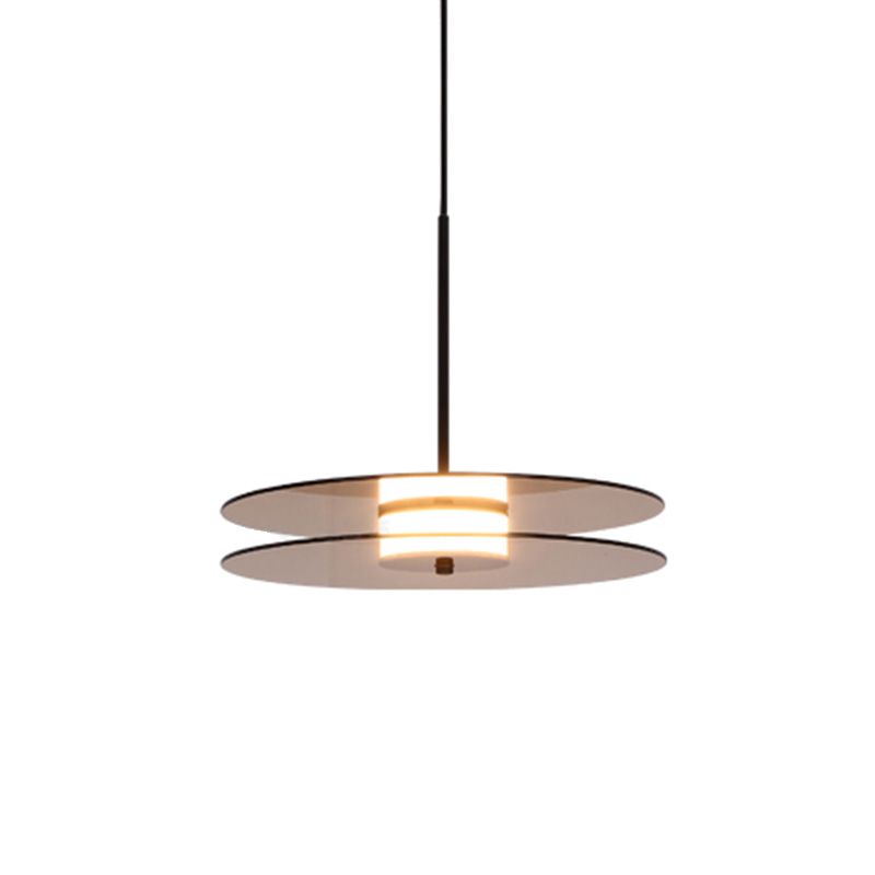 Modern One Head Hanging Light Brown Glass Disk Contemporary Down Lighting Pendant for Dinning Room