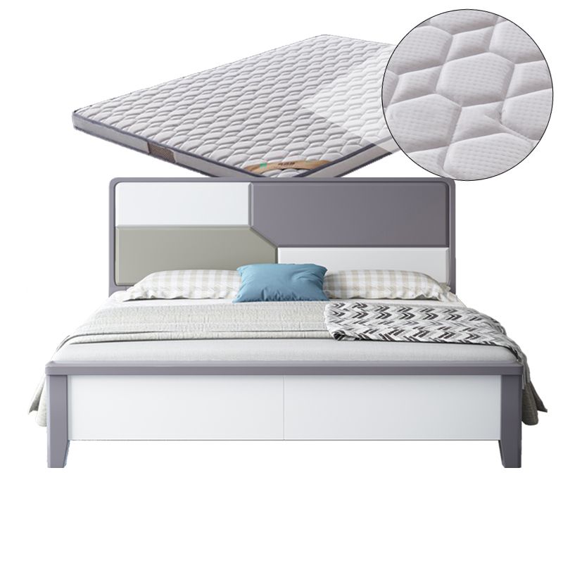 43.3" Tall Solid Wood Panel Bed Contemporary Bed Frame with Headboard