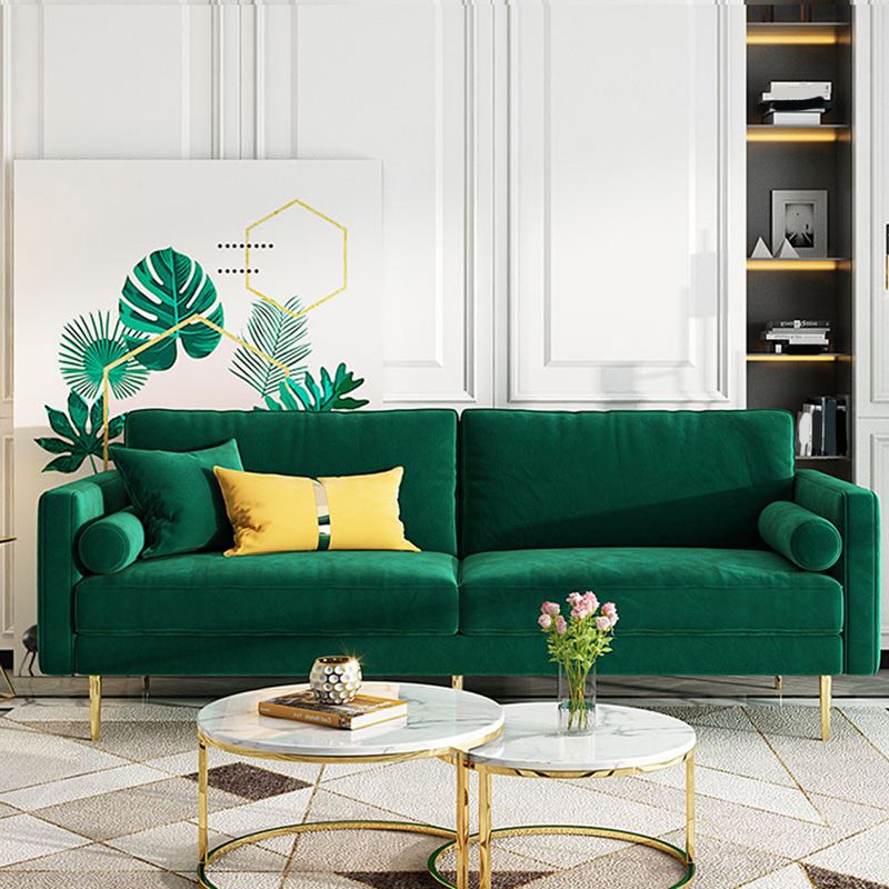 Canapé en velours à 2/3 places moderne du milieu du siècle de 31,5 po de large avec accoudoirs carrés