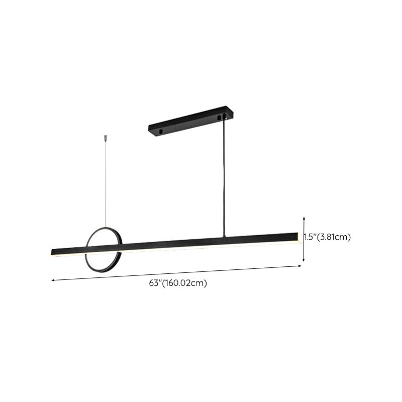 Linear Hanging Island Lights Modern Metal Chandelier Light in Black for Dining Room