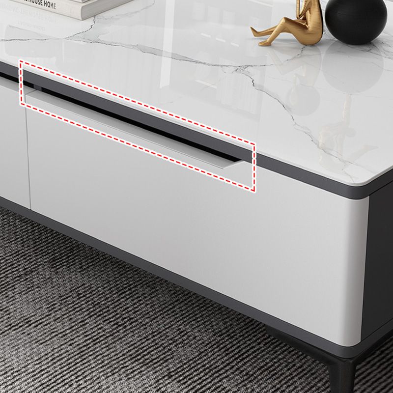 4 Legs Cocktail Table Rectangle Stone Single Coffee Table with Drawer