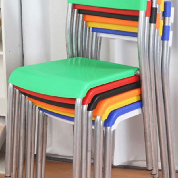 Silla de comedor contemporánea, silla lateral de comedor apilable sin brazos de metal con respaldo abierto