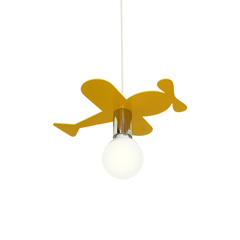 Kids Bright Colored Pendant Light Airplane 1 Light Metal LED Ceiling Lamp for Foyer