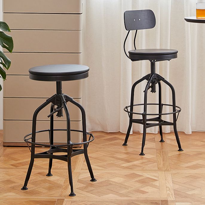 Industrial Metal Bar Stools Swivel Adjustable Height Bar Stool with Footrest