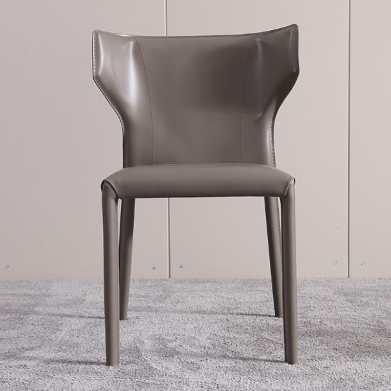 Faux Leather Armless Dining Chairs Modern Wingback Side Chair