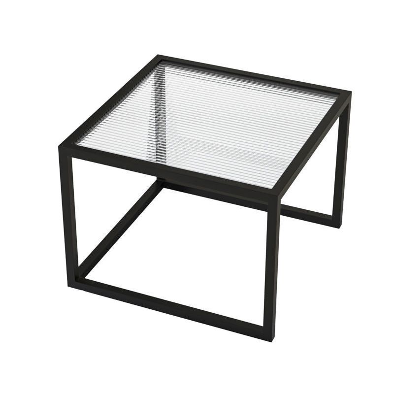 Modern Square Glass Coffee Table Iron Frame Base Cocktail Table