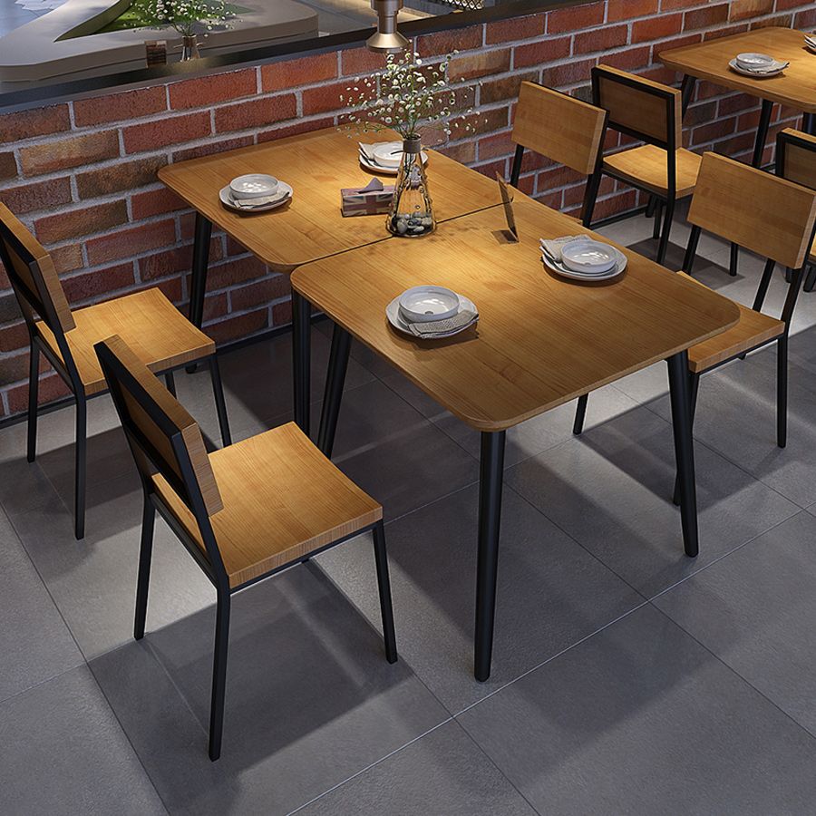 Solid Wood Dining Table for Restaurant Industrial Table with 4 Legs