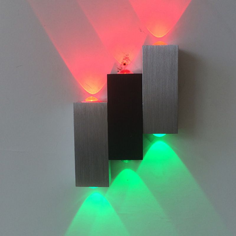 3 combinazione rettangolare a LED SCONCE SCONCE a 6 luci a 6 luci moderne lampada a parete in alluminio spazzolato in luce bianca calda