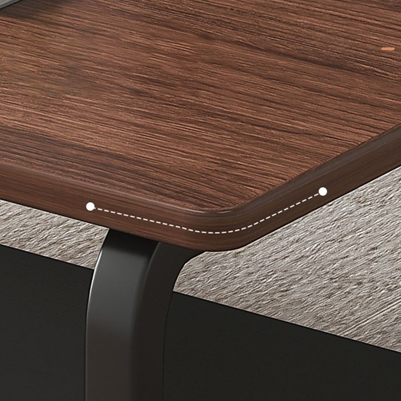 Modern 15.7"Tall Metal Sled Rectangular Wooden Top Coffee Table with Shelf