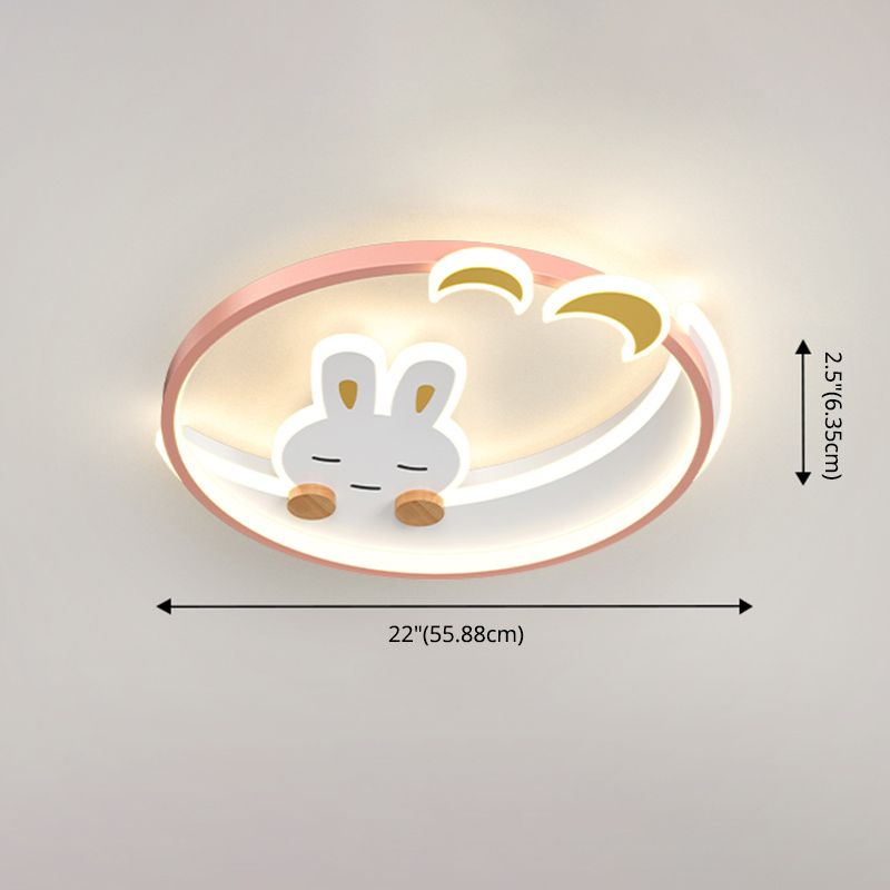 Plafonnier LED à 1 lumière en forme de lapin en métal pour chambre d'enfant