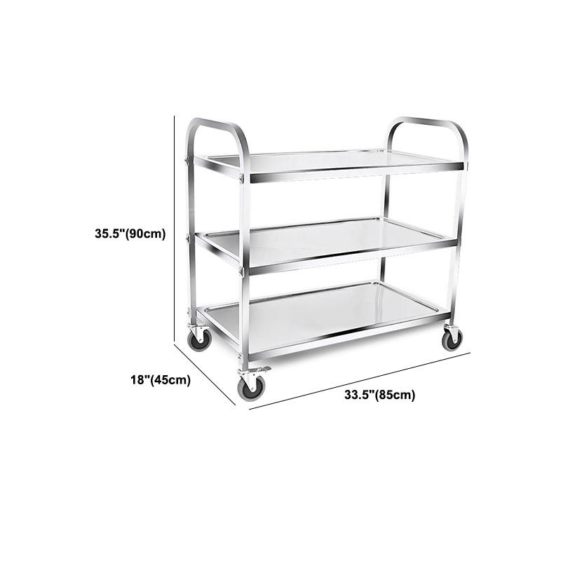 Contemporary Rolling Prep Table Metal Prep Table with Open Storage