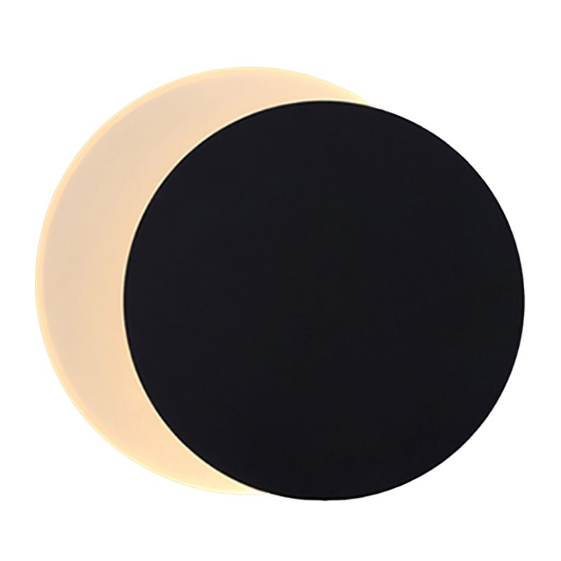 Contemporary Wall Sconce Circle Sconce Lighting in Black for Bedroom