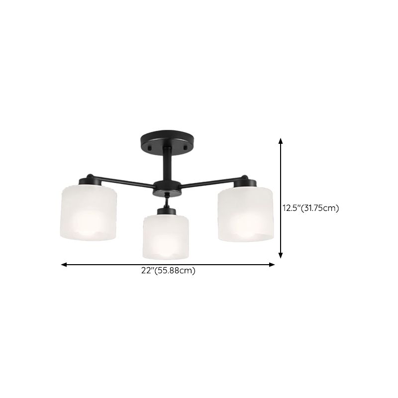 Contemporary Ceiling Lighting Black Semi Flush Mount Fixture with Glass for Living Room