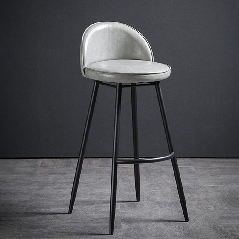 Indoor Faux Leather Counter Chair Industrial Bar Stool with Metal Legs