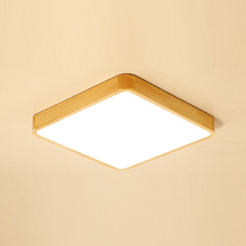 Plafonnier LED encastré en bois, luminaire de plafond simple pour chambre à coucher
