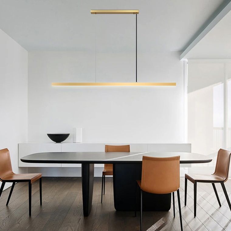Modern Copper Island Lighting Fixtures Linear 1-Light Restaurant LED Suspension Lamp