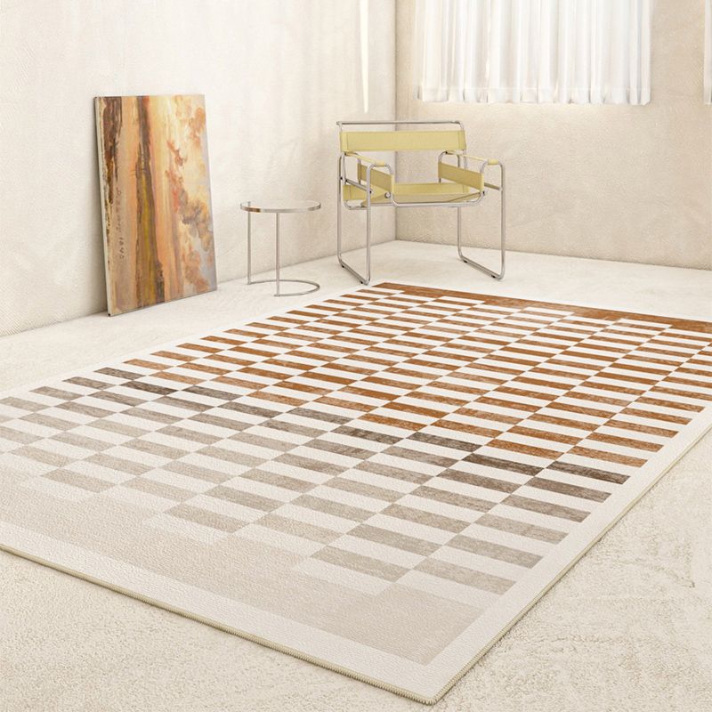 Brown Modern Carpet Geometric Pattern Polyester Area Carpet Anti-Slip Area Rug for Home Decor