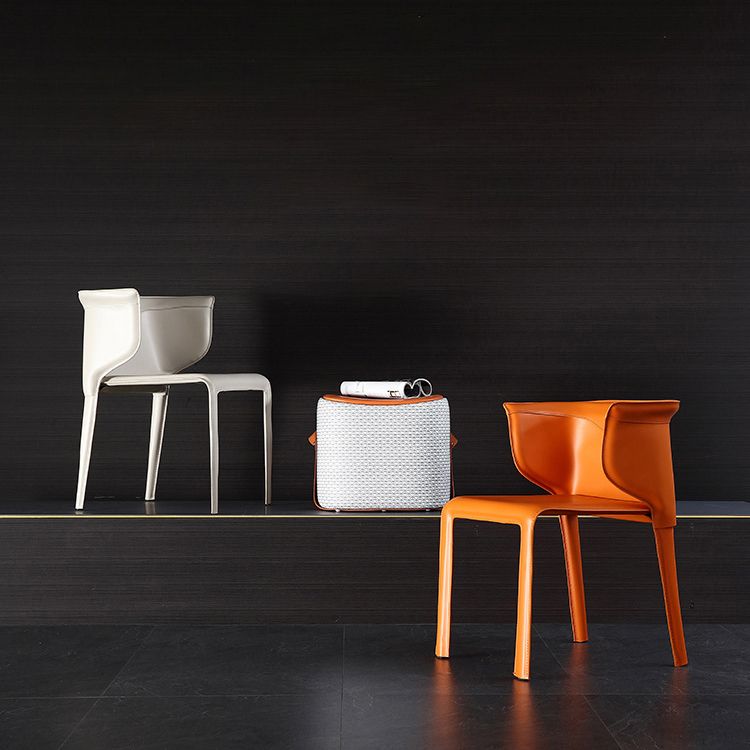 Silla de comedor estilo Wingback Home de cuero con acabado mate (juego de 2)