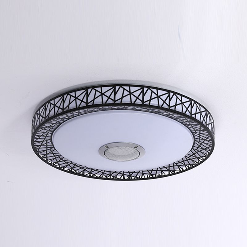 Round Shape LED Intelligent Ceiling Lamp Modern Iron 1 Light Flush Mount for Bedroom