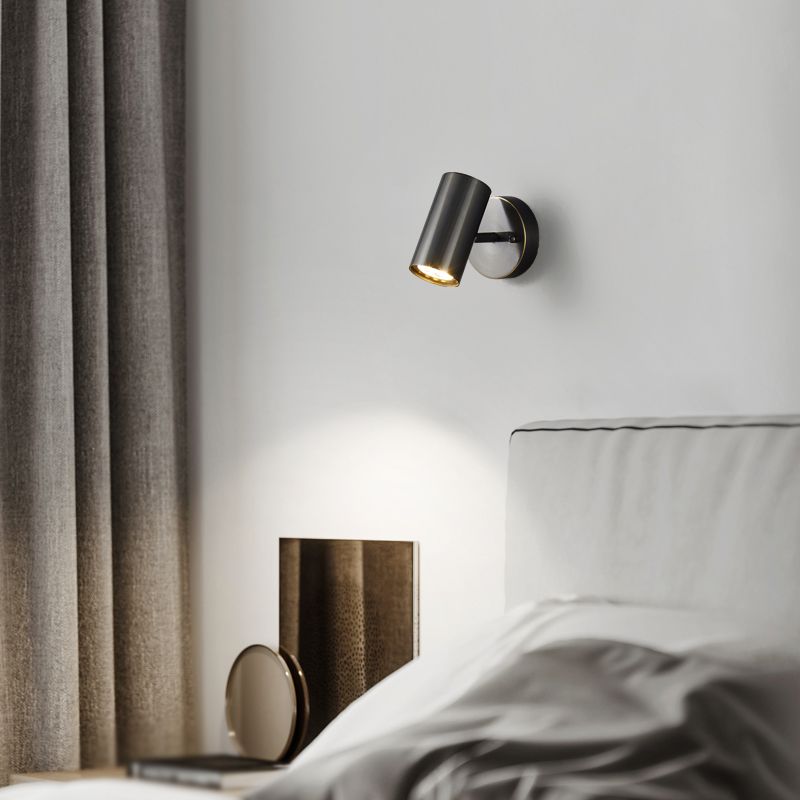 Metal Cylinder Shape Wall Lighting Modern Style 1 Light Wall Light Sconce in Black